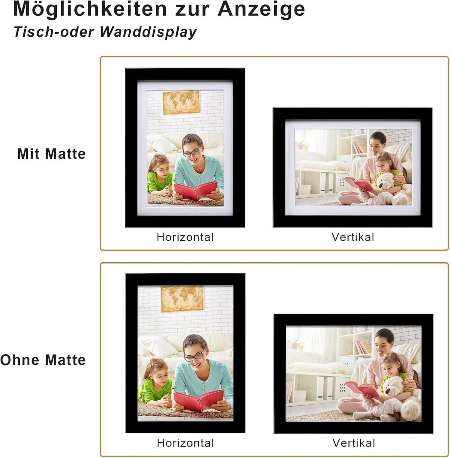 Bilderrahmen schwarz 13x18 cm 4er-Set Holz-Verbund mit echtem Glas