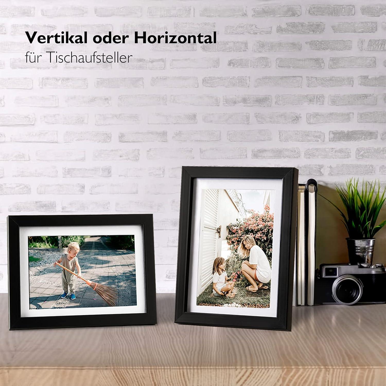 Bilderrahmen 13x18 Schwarz 4er-Set Holz-Verbund echtes Glas 10x15cm