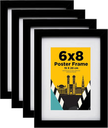 Bilderrahmen Set 15x20 cm Holzrahmen Acrylglas MDF Schwarz 4er