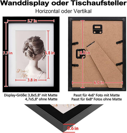Egofine Bilderrahmen 15x20cm Holzrahmen Acrylglas Schwarz 4er-Set