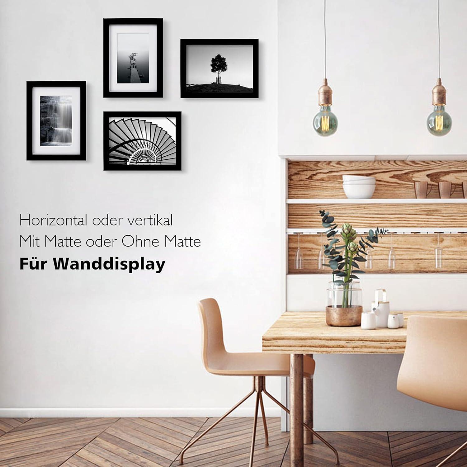 Bilderrahmen 15x20 cm Holzrahmen Acrylglas MDF 4er-Set Passepartout