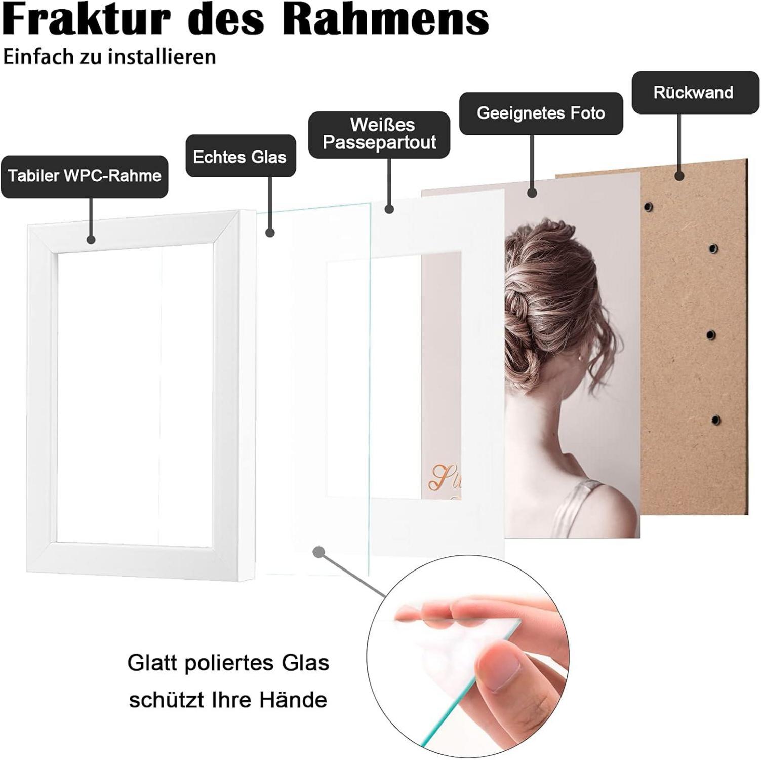 Egofine Bilderrahmen 20x25cm Weiß 4er-Set mit echtem Glas