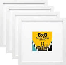 Bilderrahmen Set Weiß 20x20cm 4er Robuste Holz-Verbundrahmen mit Glas