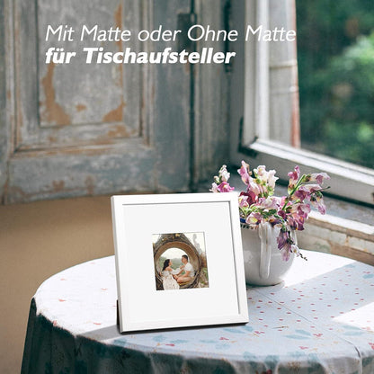 Bilderrahmen 20x20cm Weiß 4er-Set Echtglas für Bilder 10x10cm - Wand