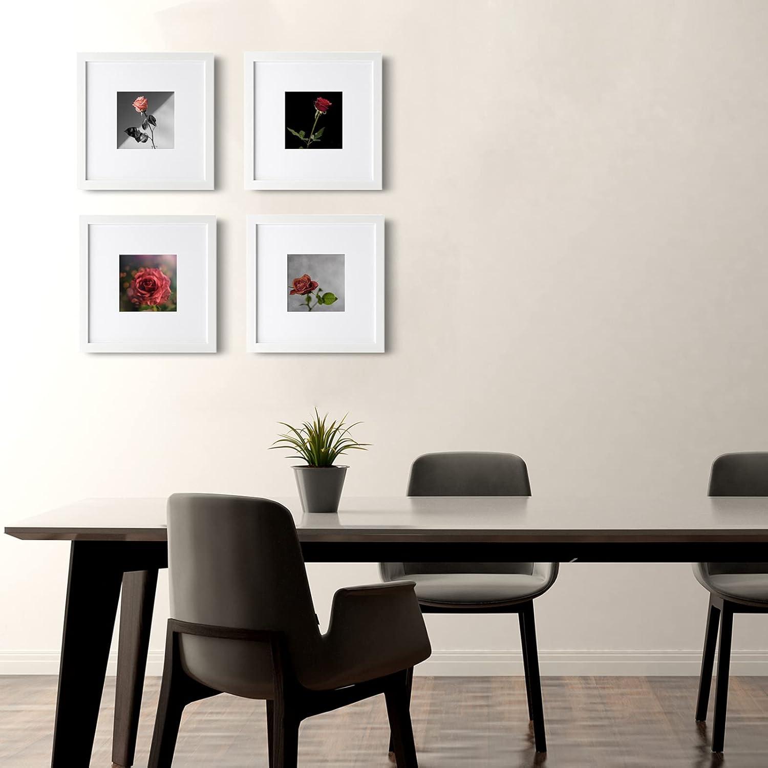 Bilderrahmen 20x20cm Weiß 4er-Set Holz-Verbund-Fotorahmen echtes Glas