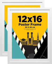 Bilderrahmen 30x40 cm Weiß 2er-Set Holz-Verbund-Fotorahmen echtem Glas