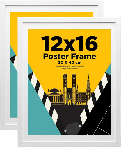 Bilderrahmen 30x40 cm Weiß 2er-Set Holz-Verbund-Fotorahmen echtem Glas