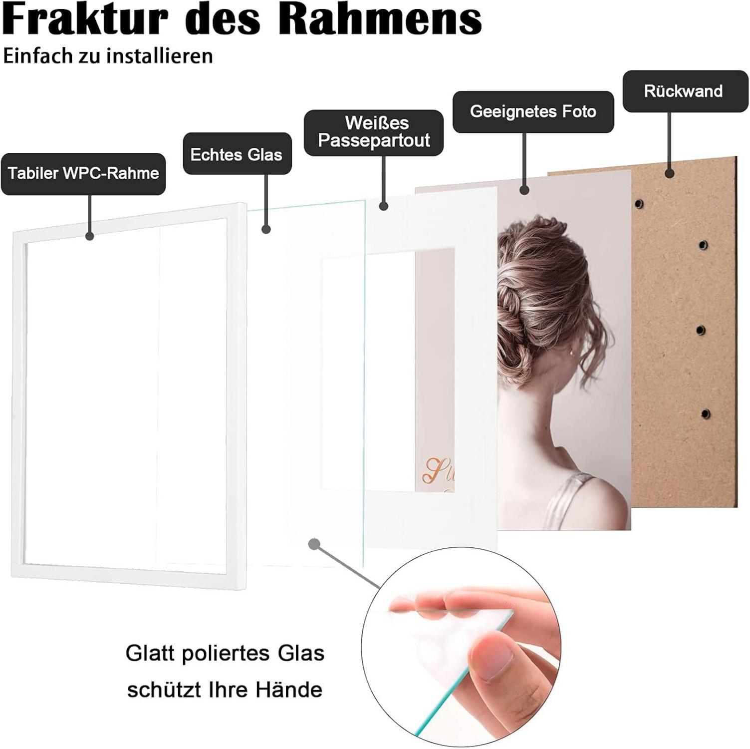 Bilderrahmen 30x40 cm Weiß 2er-Set mit echtem Glas und Matte