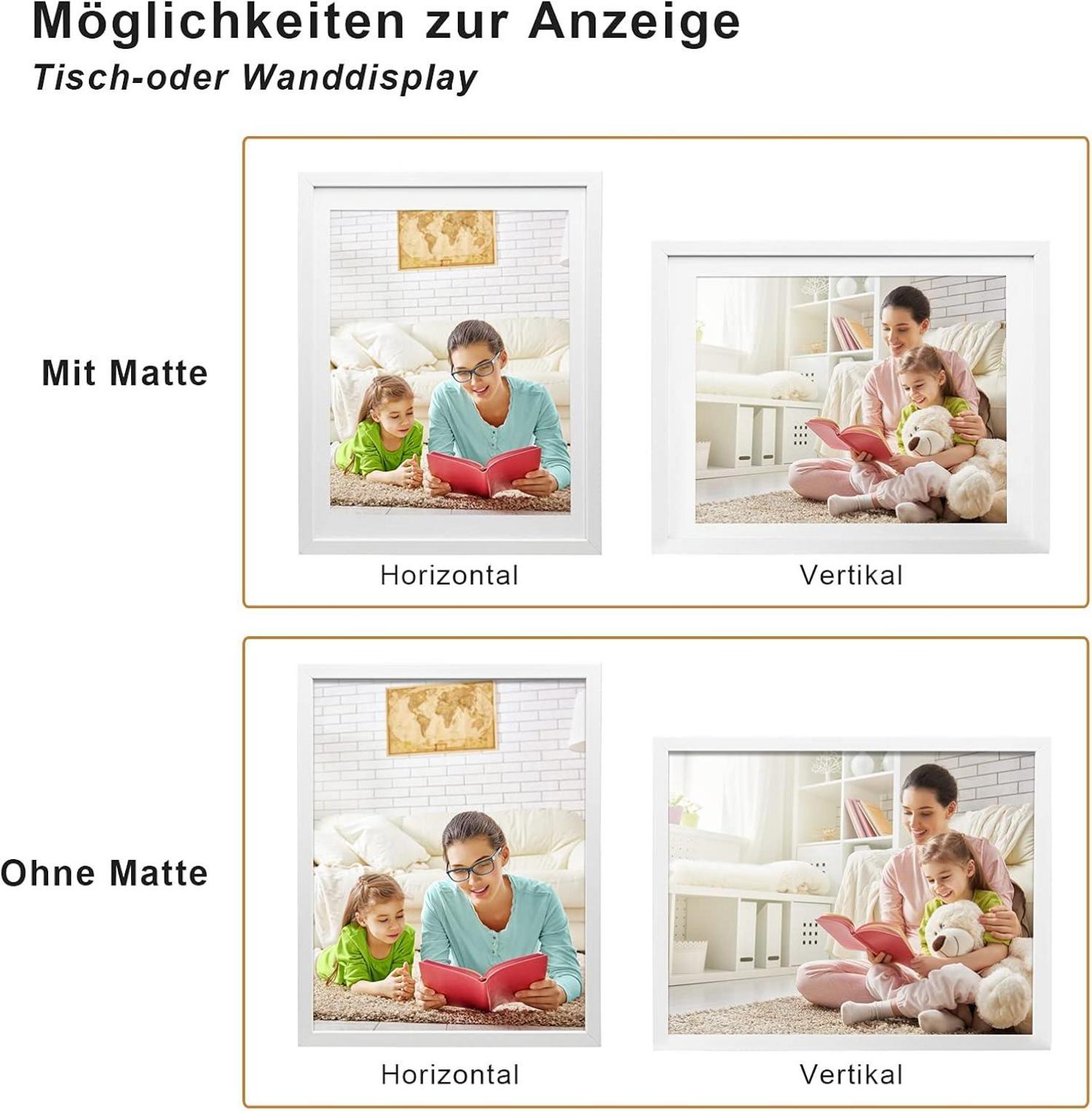 Bilderrahmen 30x40 cm Weiß 2er-Set Holz-Verbund-Fotorahmen echtem Glas