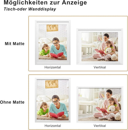 Bilderrahmen 30x40 cm Weiß 2er-Set Holz-Verbund-Fotorahmen echtem Glas