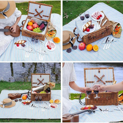 Picknickkorb Weide 4 Personen mit Zubehör & Decke