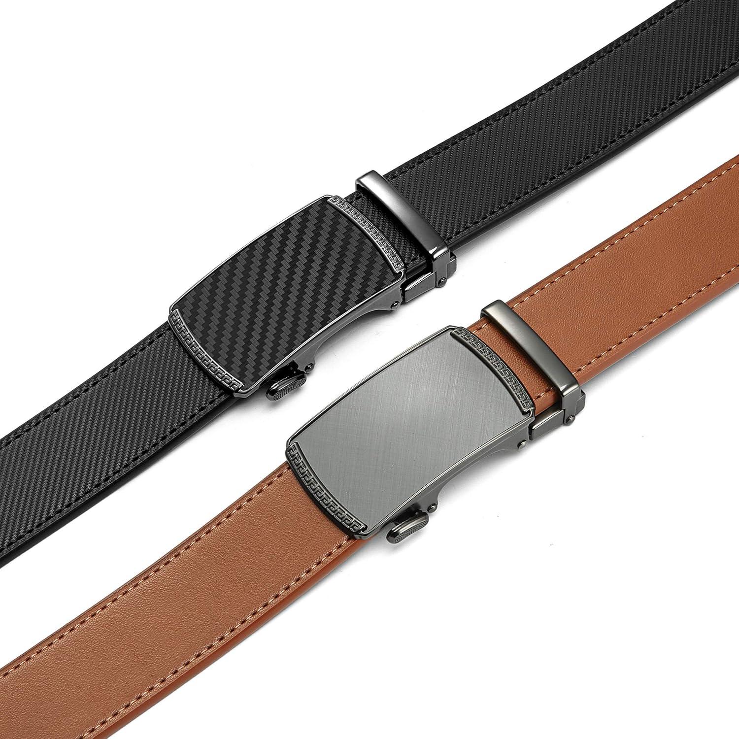CHAOREN Automatik Ledergürtel Herren Ratsche 35mm Verstellbar Schwarz/Cognac