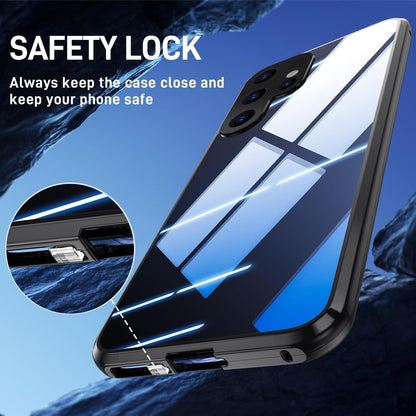 Samsung Galaxy S21 Ultra 5G Hülle Magnetische Adsorption 360 Grad Schutz Aluminiumrahmen Glas Schwarz