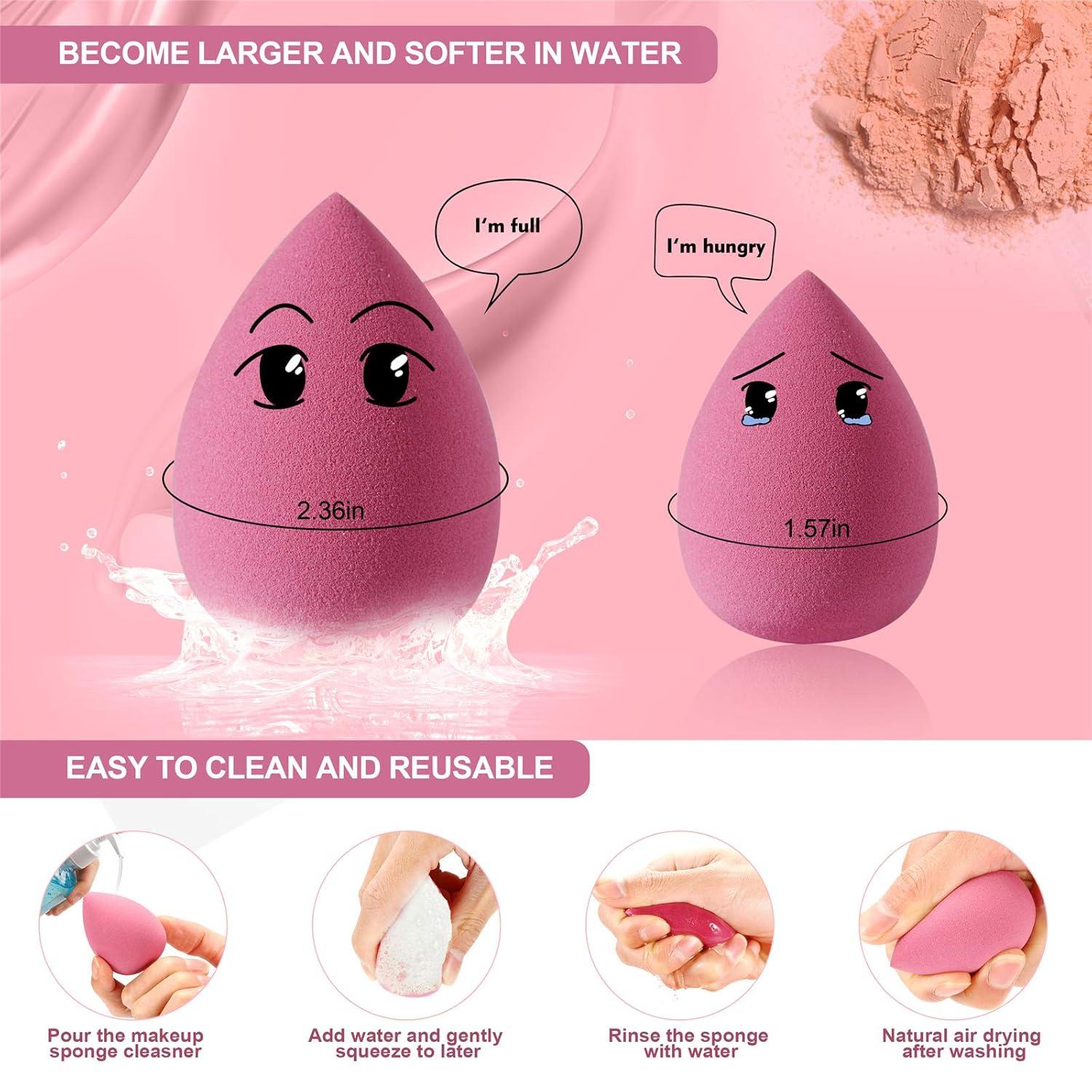 Make up Schwamm Set 4 Stück Beauty Blender Foundation Sponges Set mit Schwammhalter