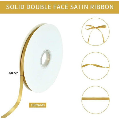 Goldenes Satinband 10mm x 91m - Hochwertiges Geschenkband