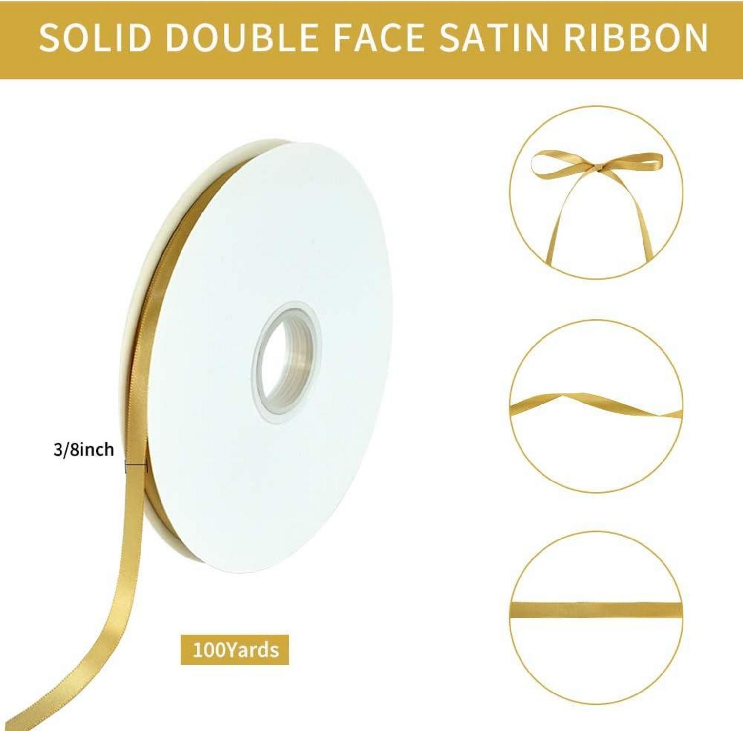Goldenes Satinband 10mm x 91m - Hochwertiges Geschenkband