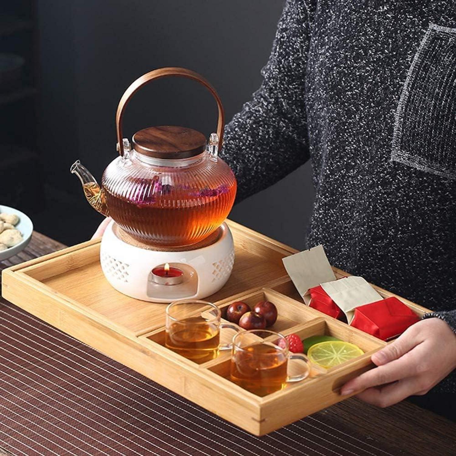 OB Stövchen weiß Porzellan Teewärmer Teelichtofen, für Teekanne & Kaffee, konstante Temperatur, multifunktional