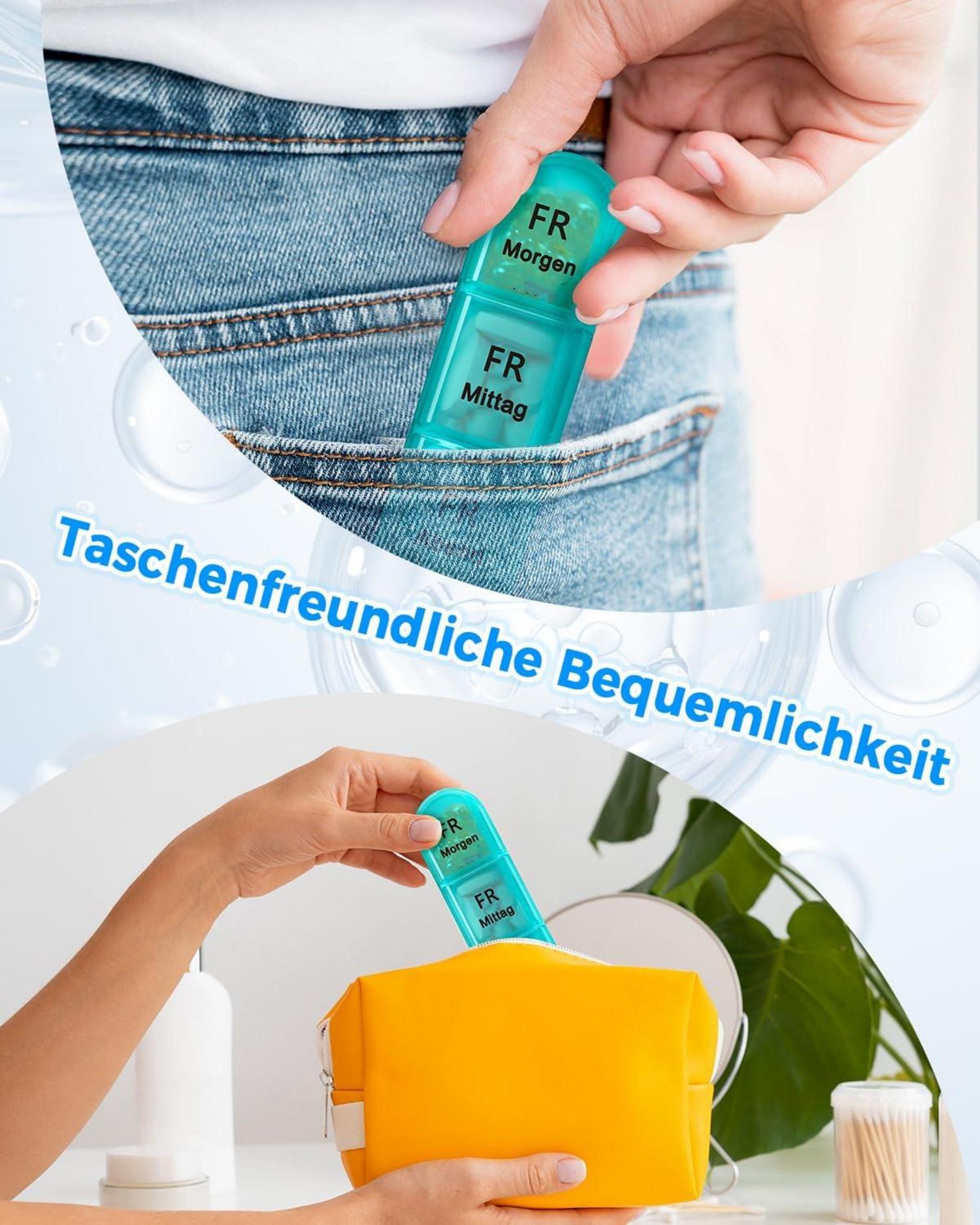 Tablettenbox 7 Tage Pillendose BPA frei 4 Fächer schwarz