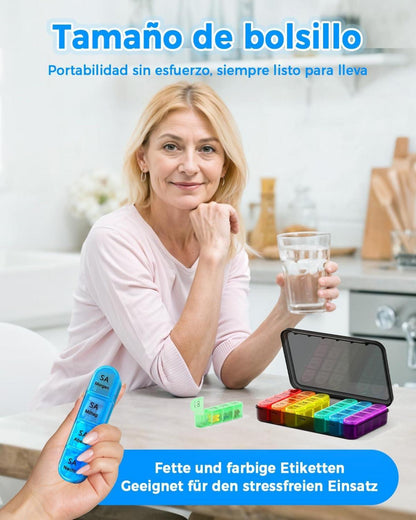 Tablettenbox 7 Tage BPA Frei 4 Fächer Medikamentenbox