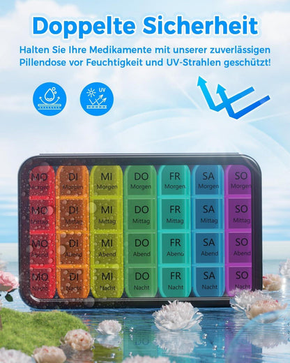 Tablettenbox 7 Tage Pillendose BPA frei 4 Fächer schwarz