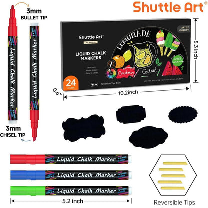 Shuttle Art Kreidemarker-Set: 24 bunte Kreidestifte mit 3mm