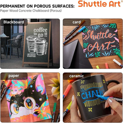 Shuttle Art Kreidemarker-Set: 24 bunte Kreidestifte mit 3mm