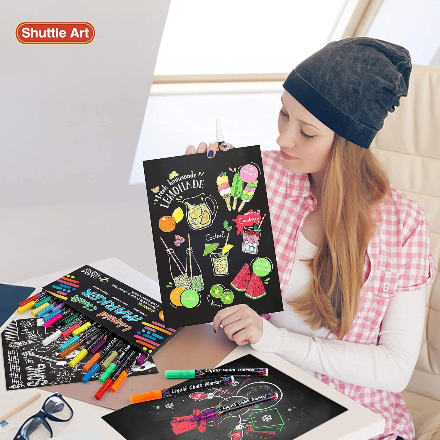 24 bunte Kreidestifte Set 3mm Spitze abwaschbare Tinte 26 Schilder 5