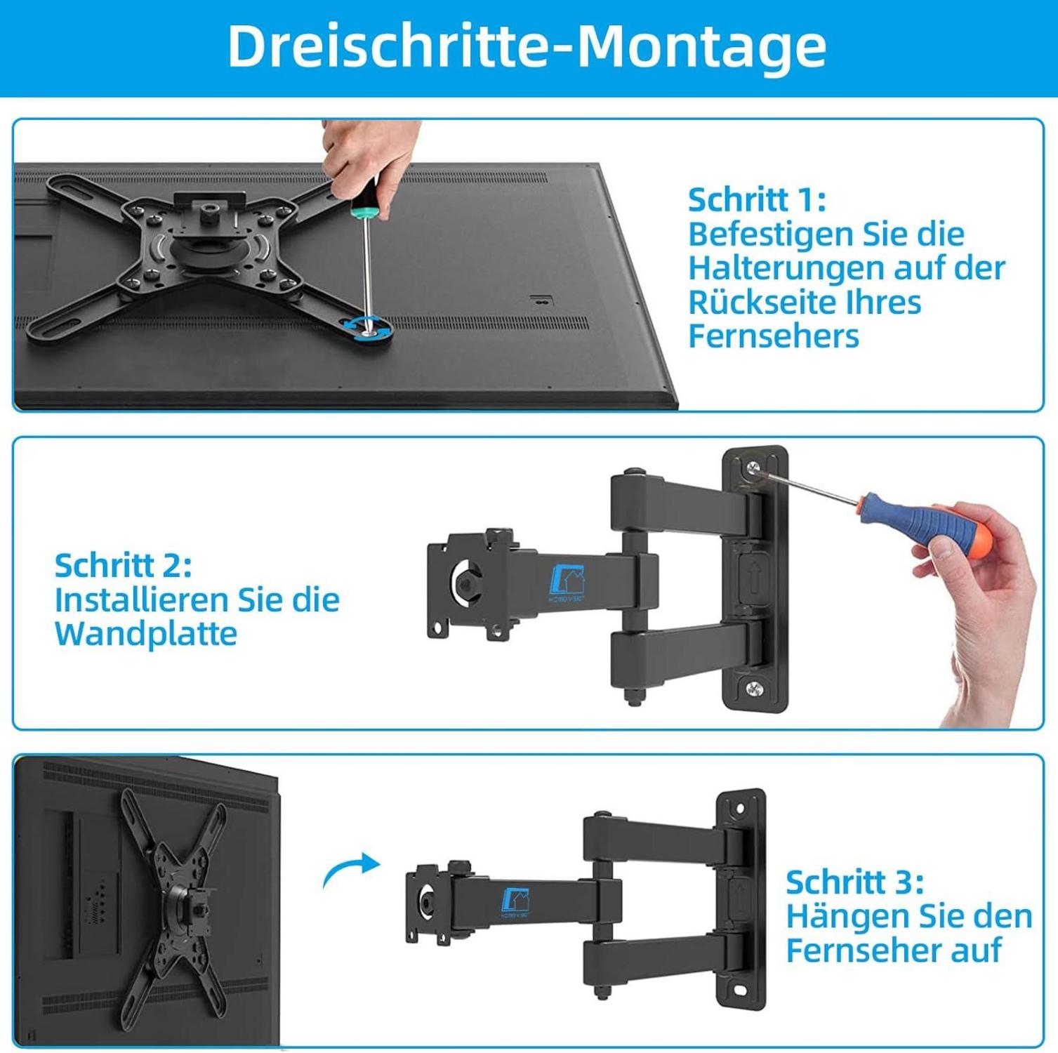 TV Wandhalterung Full Motion Swivel Tilt 17-42 Zoll Max 20kg VESA 200x200mm