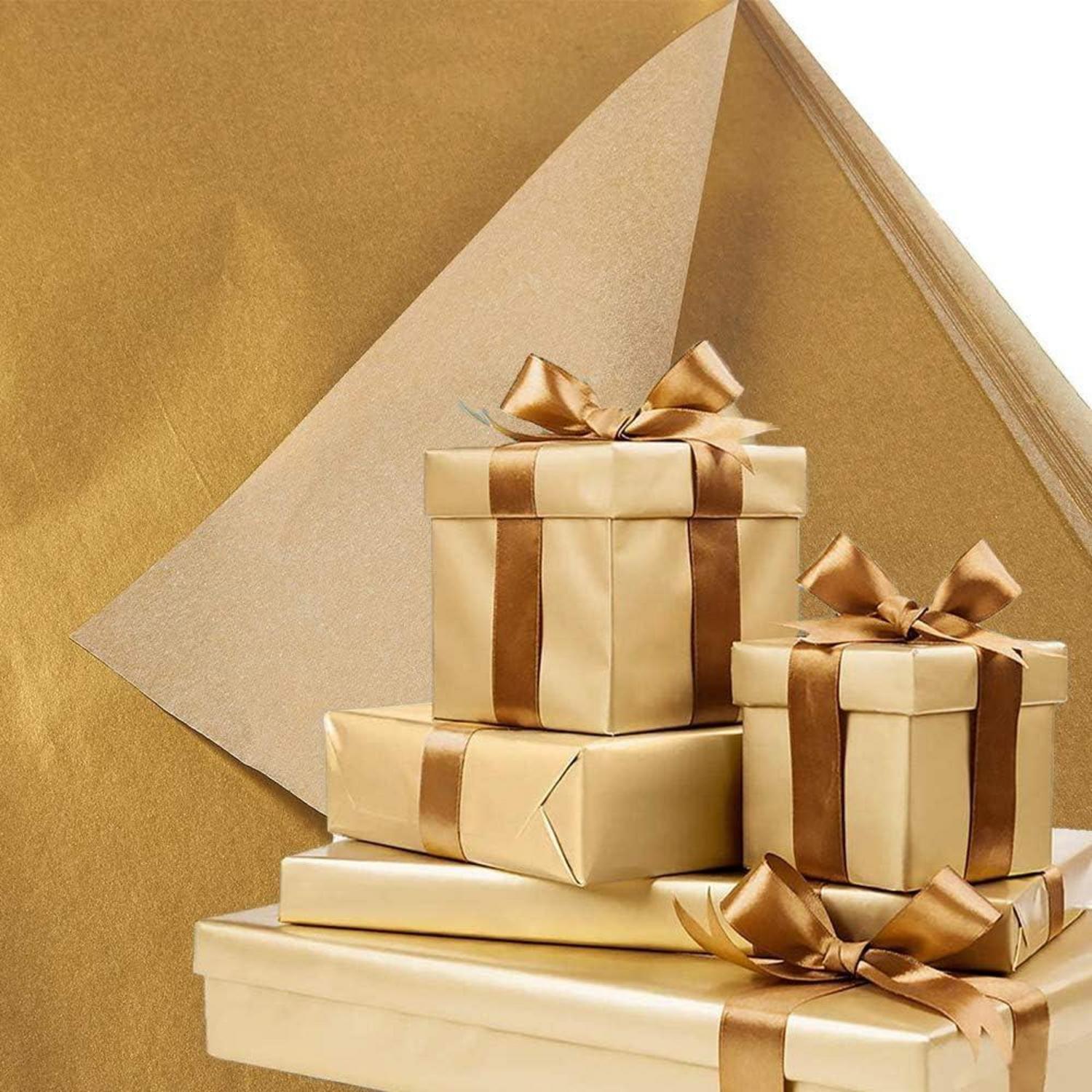 Goldfarbenes metallisches Seidenpapier 50 Blatt 35 x 50 cm Hochzeit Geburtstag