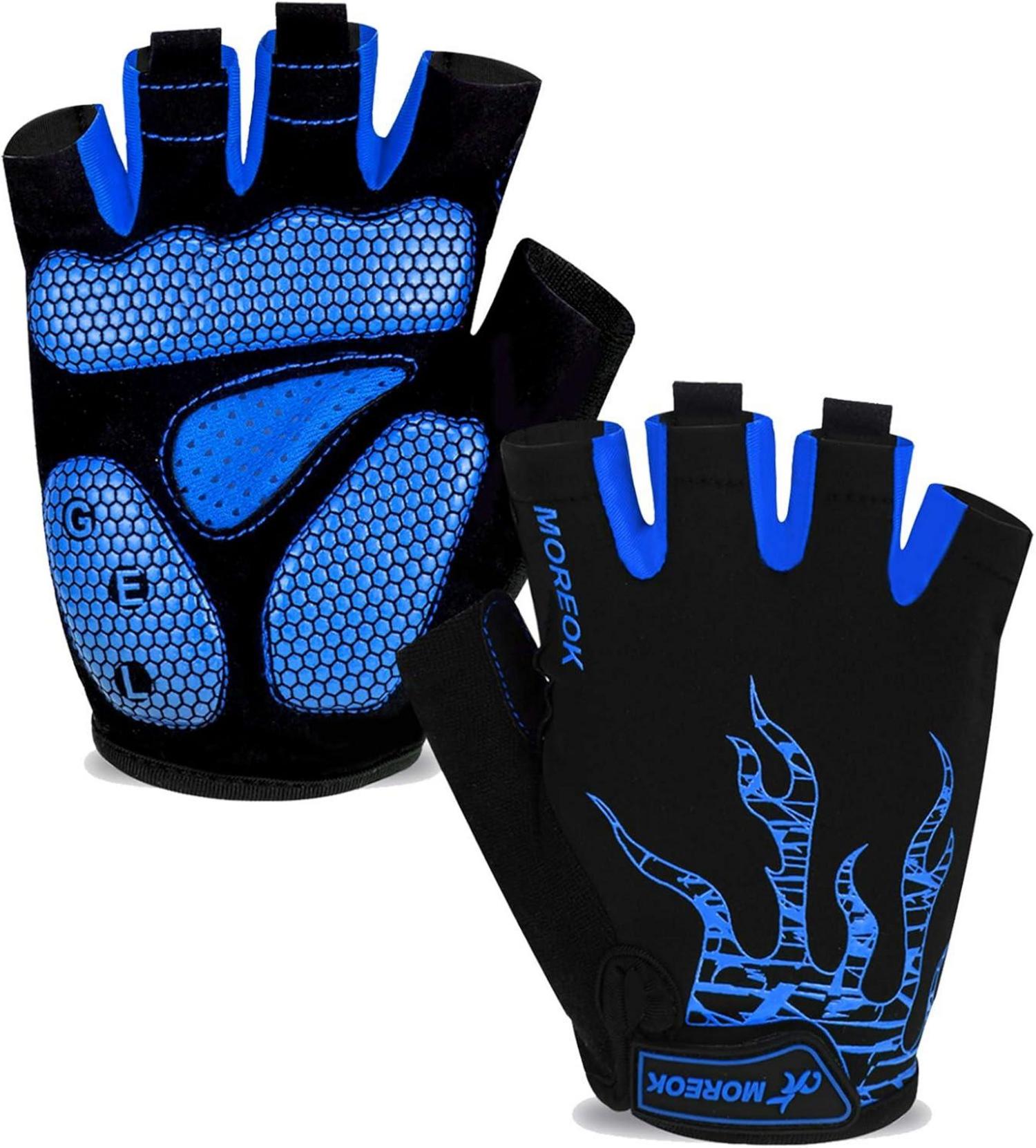 Fahrradhandschuhe Halbfinger Stoßdämpfende rutschfeste MTB Blau