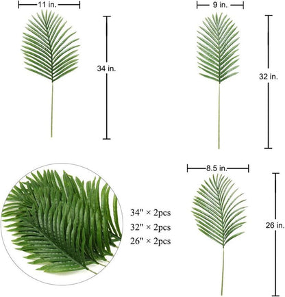 Künstliche Palmwedel Kunstpflanze Palme Set 6 Stück 31-45cm