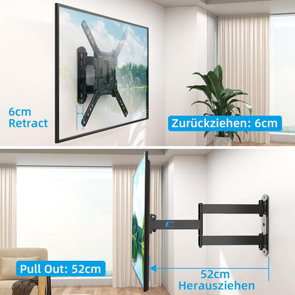 TV Wandhalterung Schwenkbar Neigbar 26-55 Zoll Flach Curved