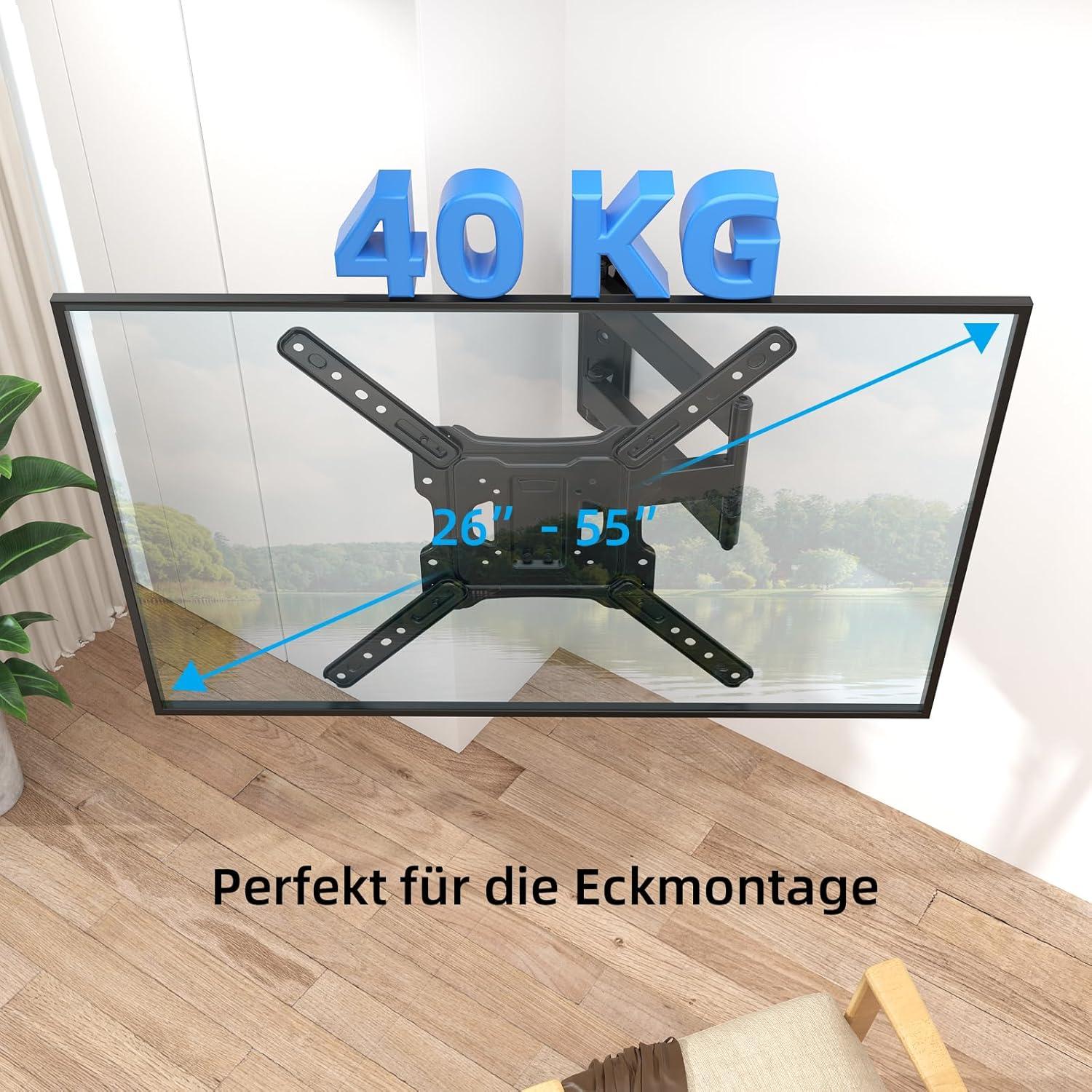 TV Wandhalterung Schwenkbar Neigbar 26-55 Zoll bis 40kg VESA 400x400mm