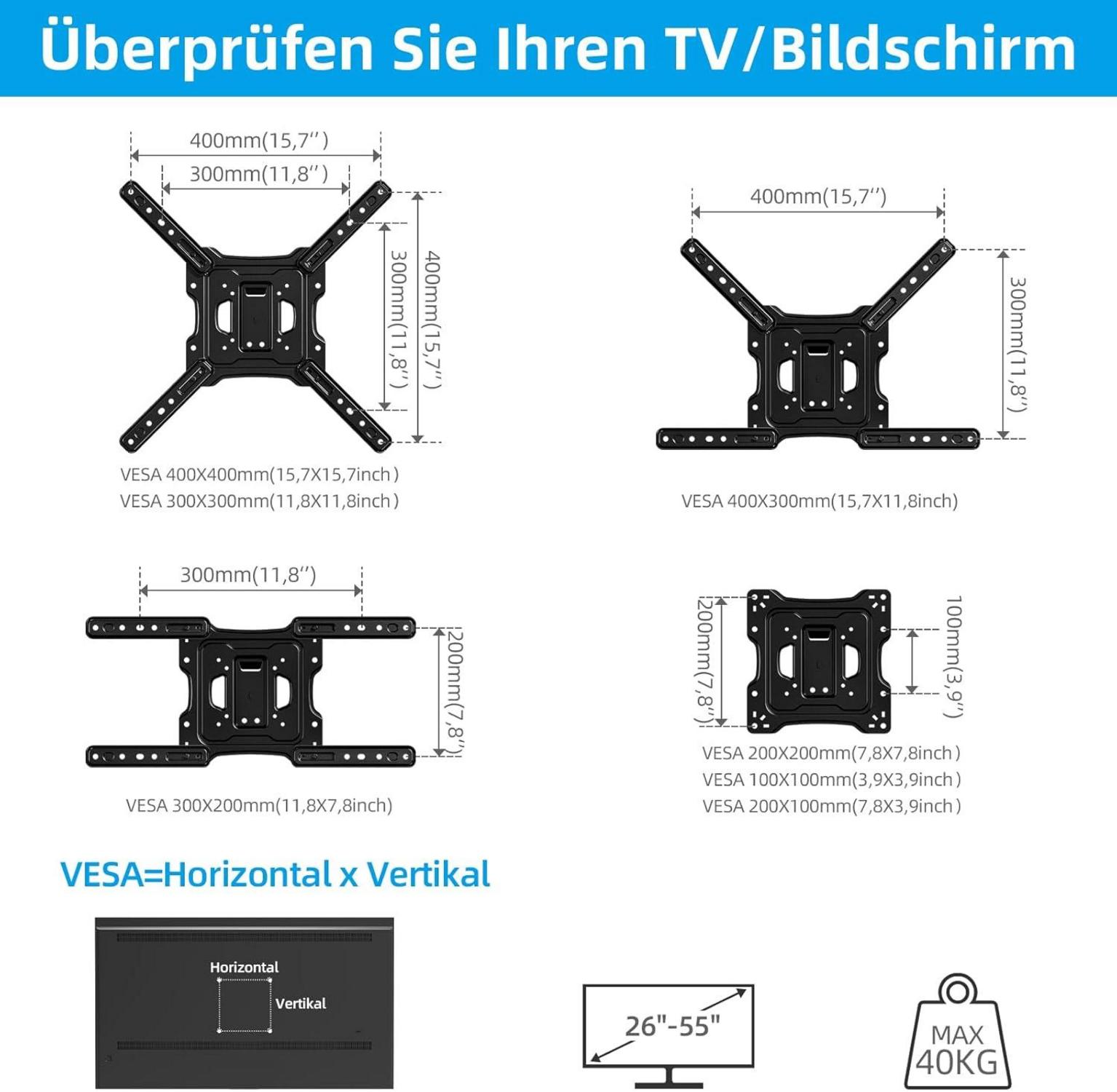 TV Wandhalterung Schwenkbare Neigbare Halterung für 26-55 Zoll