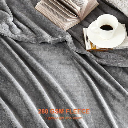 Kuscheldecke flauschig Grau weiche warme Fleecedecke 150x200