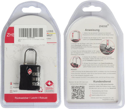 TSA Kofferschloss Zahlenschloss für Reisekoffer 1 Stück Schwarz
