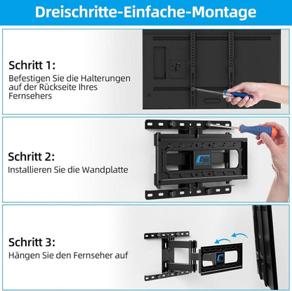 TV Wandhalterung Schwenkbar Neigbar 26-65 Zoll VESA 400x400mm 60KG Schwarz