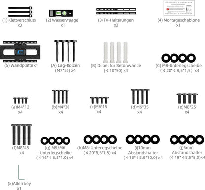 TV Wandhalterung Schwenkbar Neigbar für 26-65 Zoll Fernseher VESA 400x400mm bis 60KG