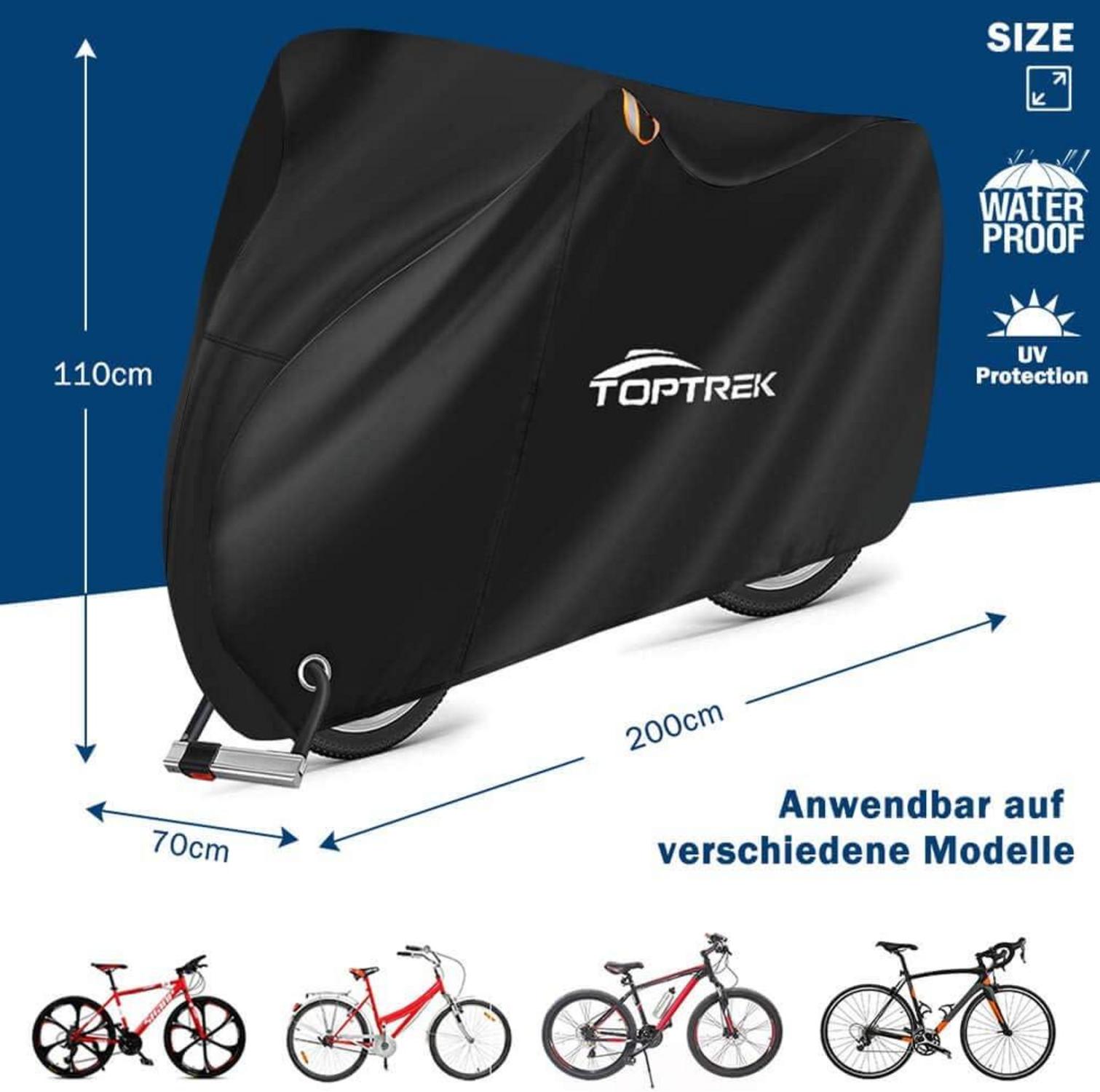 Toptrek 210D Fahrradabdeckung Oxford-Gewebe wasserdicht 200x110x70cm Schutzhülle