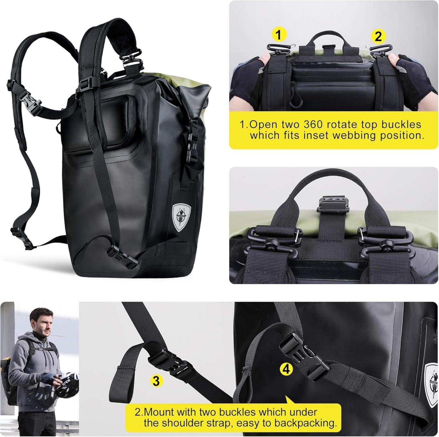 Fahrradtasche 3in1 Gepäckträger 27-30L Wasserdicht Multifunktion Rucksack