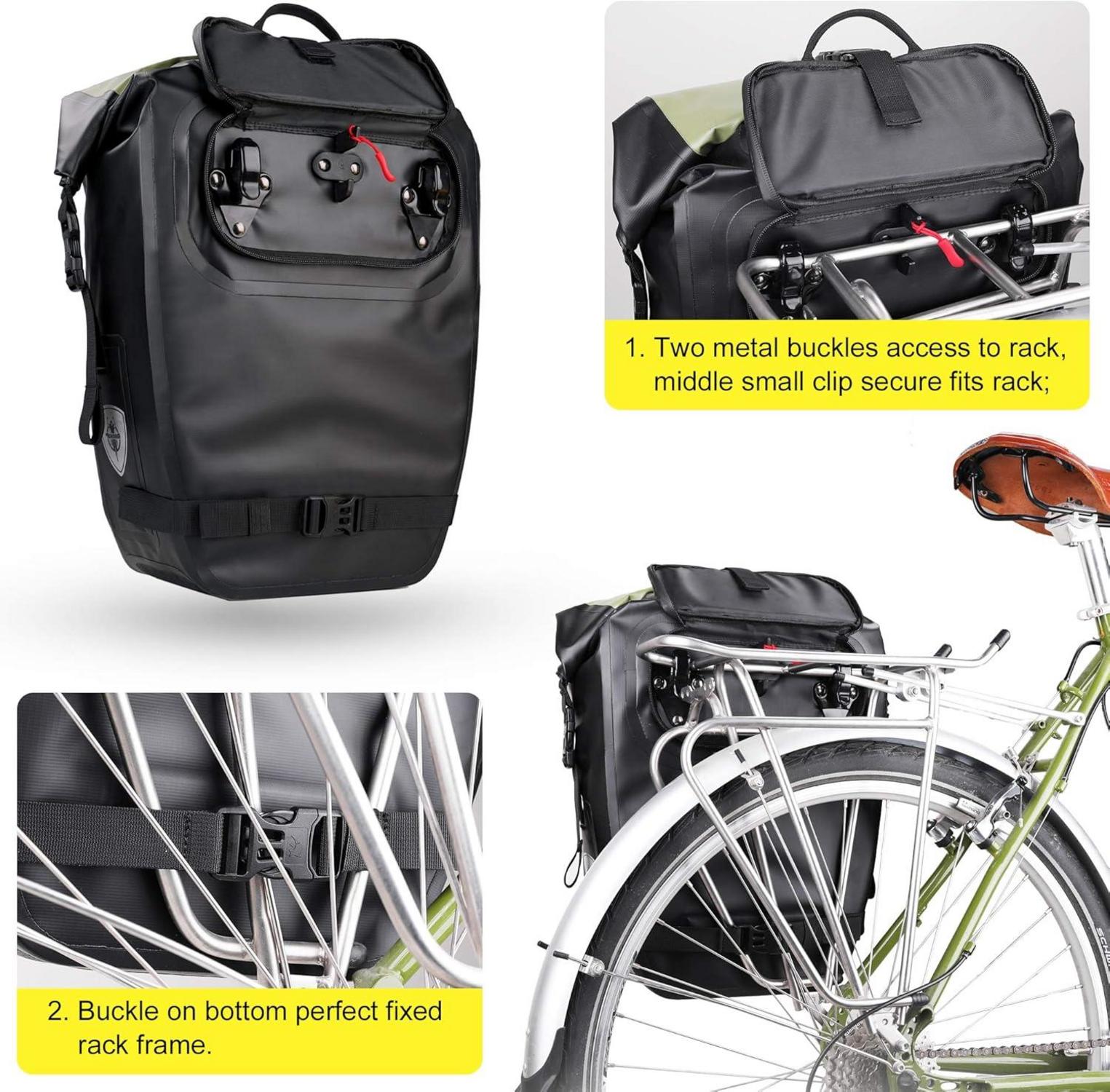 3-in-1 Fahrradtasche 27-30L Wasserdicht Rucksack Umhängetasche