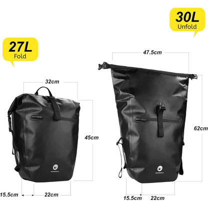 Fahrradtasche 3-in-1 Gepäckträger 27-30L Wasserdicht Schwarz