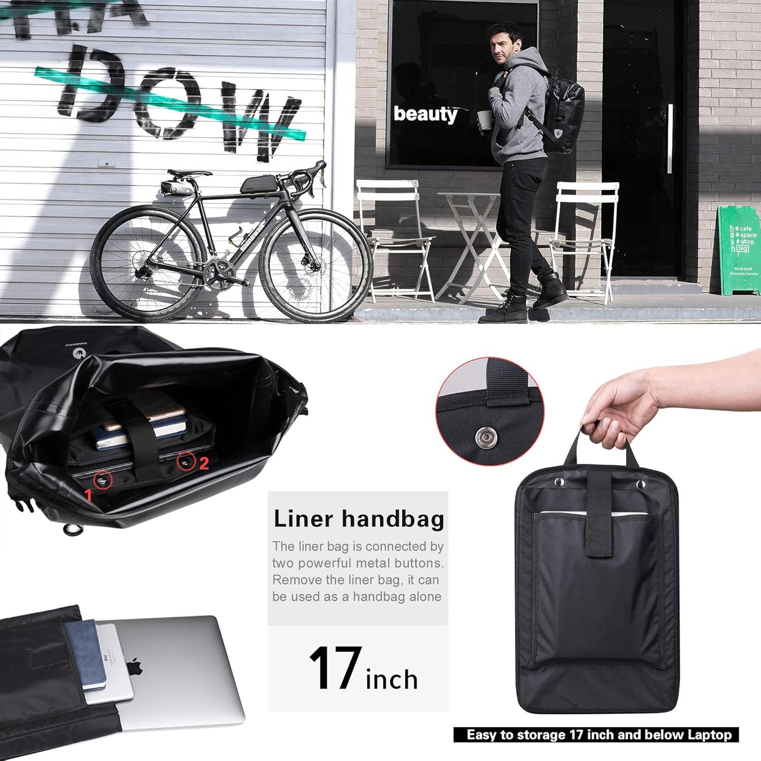 BAIGIO 3-in-1 Fahrradtasche 27-30L Wasserdicht Multifunktional Schwarz