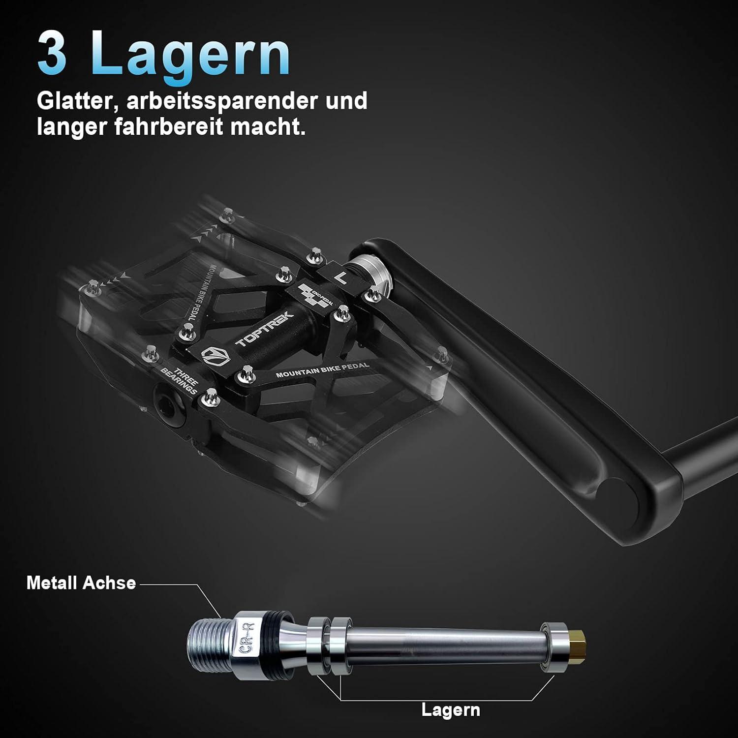 Fahrradpedal 9/16 Zoll CNC Aluminium MTB Pedale 3 Lager rutschfest