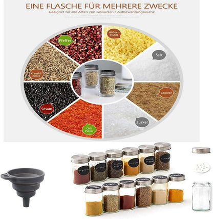 Gewürzkarussell 360° drehbar, 20 Glasgewürzgefäße, Edelstahl Gewürzregal