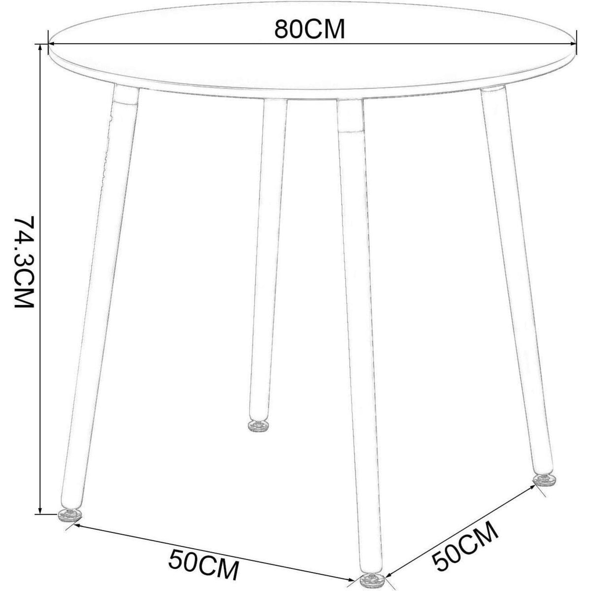 Moderner runder Esstisch Holz Grau – Skandinavischer Küchentisch 80x75cm