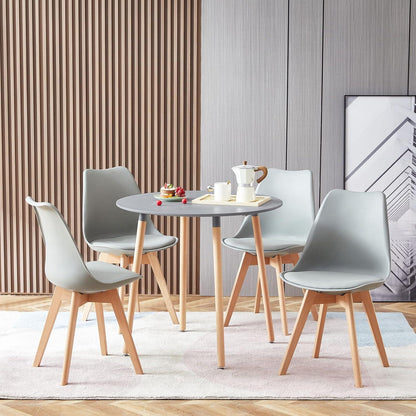 Moderner runder Esstisch Holz Grau – Skandinavischer Küchentisch 80x75cm