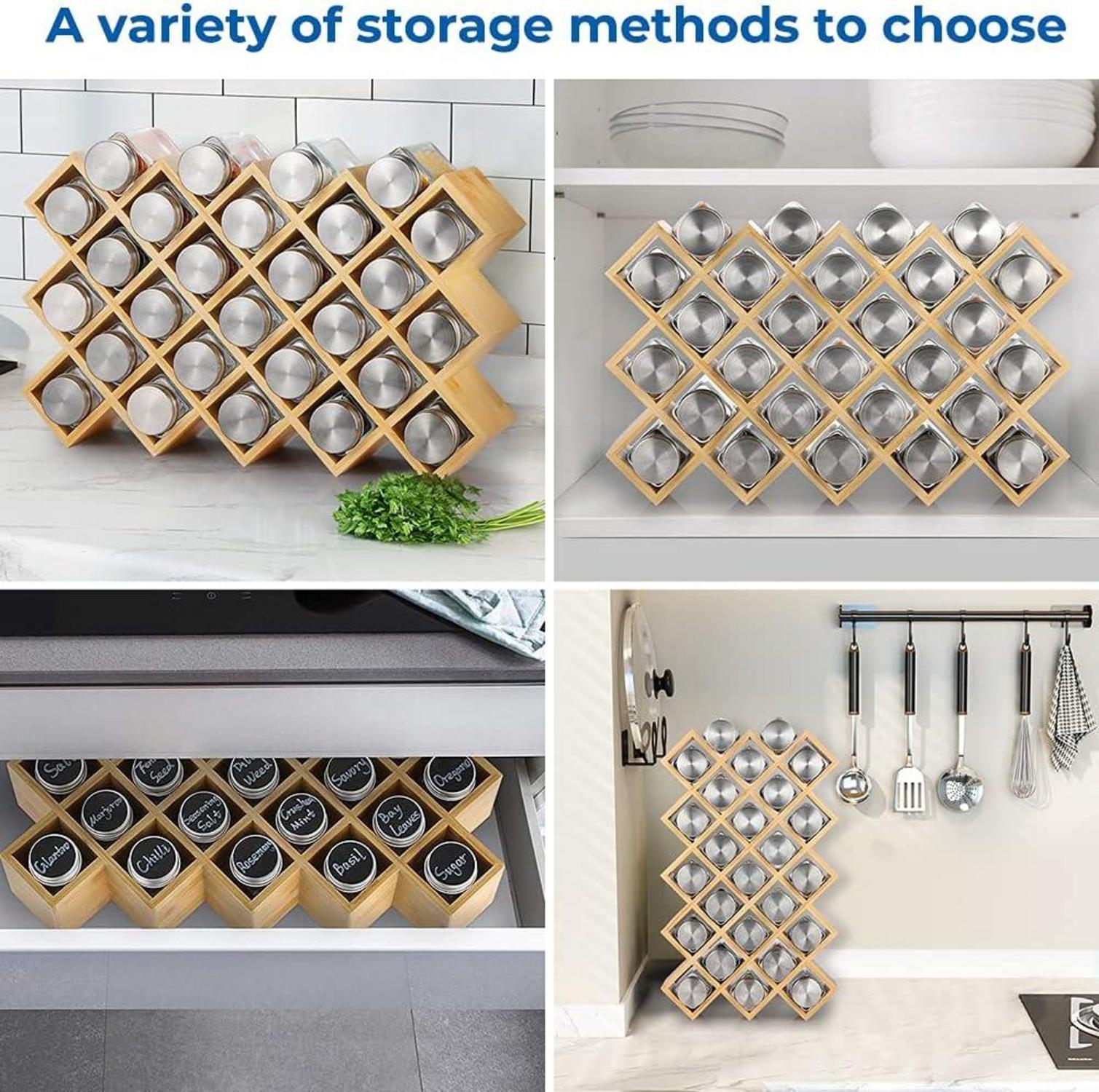 ecooe Bambus Gewürzregal 27 Gläser Edelstahl Labeln KÜche Platzsparend