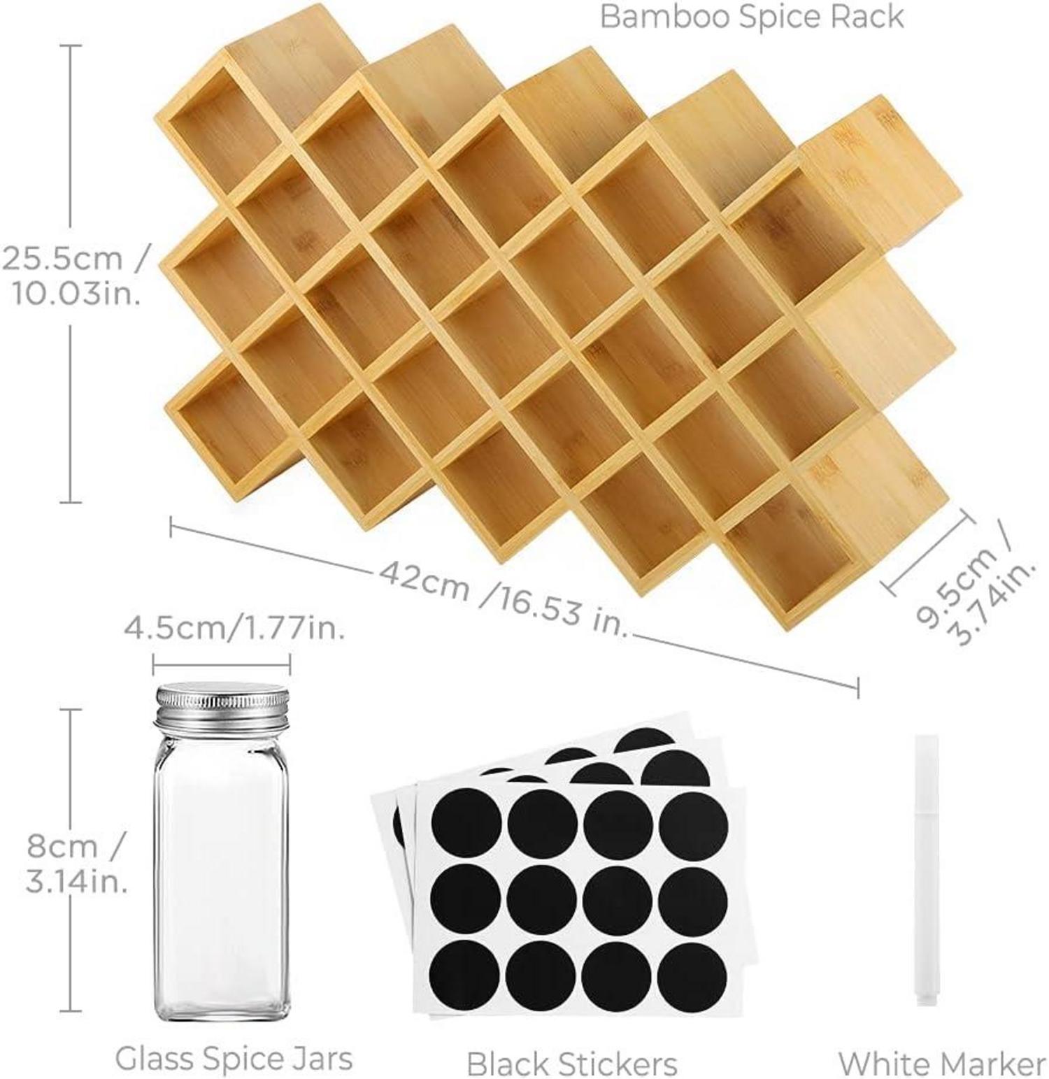 Bambus Gewürzregal für Küchenschrank und Arbeitsfläche mit 27