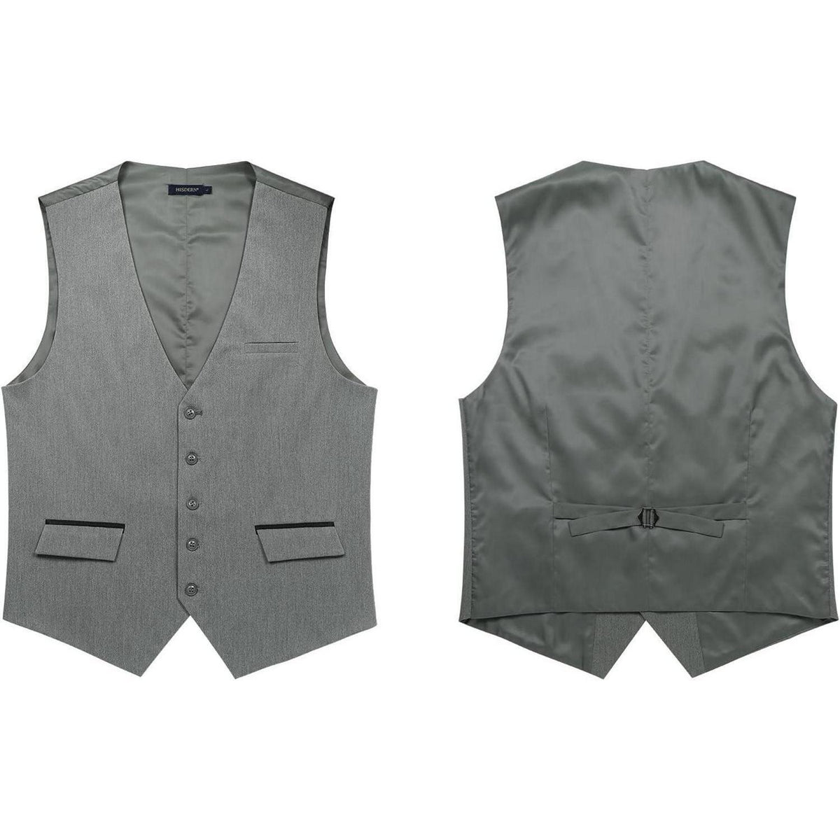 Herren Anzugweste Elegant mit Taschen Grau XL